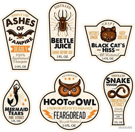 halloween potion bottle labels  print details  halloween