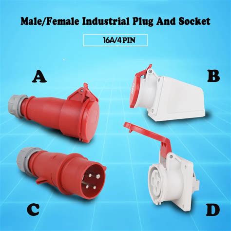 industrial plug socket  amp  pin malefemale industrial plug socket ip weatherproof
