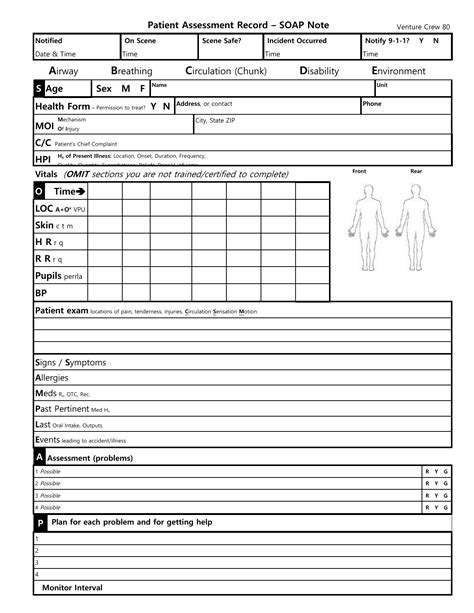 patient assessment form