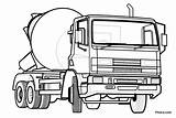Mixer Truck Concrete Coloring Pitara Pages sketch template