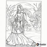 Coloring Gothic Pages Adult Adults Printable Witch Fantasy Goth Halloween Print Fairy Vector Drawing Color 240sx Border Frame Getdrawings Getcolorings sketch template