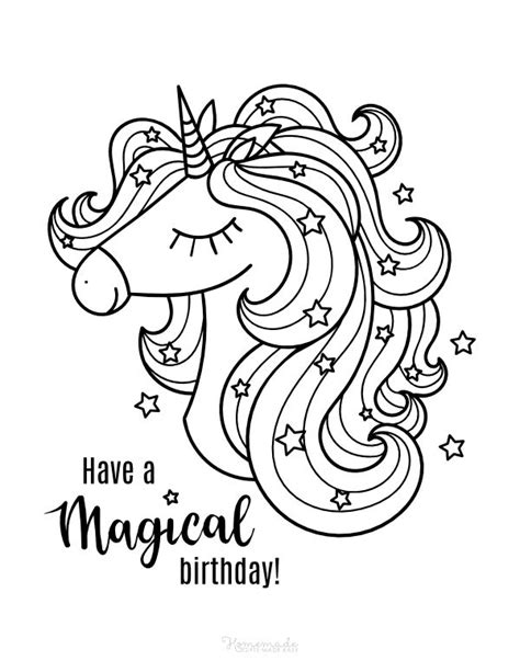 printable birthday unicorn coloring page callamzhenjie