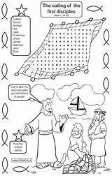 Disciples Jesus Calls Coloring His First Kids Bible Activities Pages Sunday School Word Search Men Calling Fishers Activity Worksheets Crafts sketch template