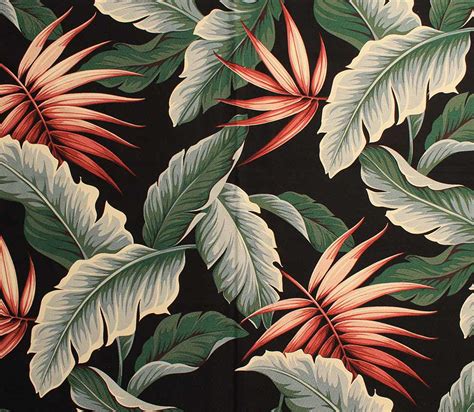 tropical leaf print barkcloth fabrics   colorways retro renovation