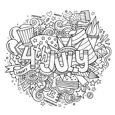 stock vector   july independence day hand lettering  doodles