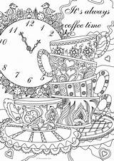 Coloring Pages Adult Coffee Books Adults Color Time Therapy Book Printable Sheets Kids Always Favoreads Tea Inspirational Colouring Messages Prints sketch template