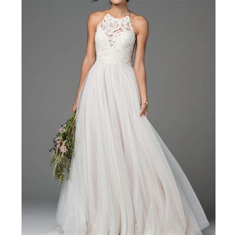 halter wedding dress long wedding dress open  wedding dress lace