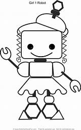 Robot Coloring Pages Girl Robots Color Printable Kids Cute Mos Kos Kidscanhavefun Tegne Kopier Colouring Toddlers Gir Print Form Valentines sketch template
