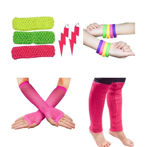 ensnovo women s 80s outfit accessories neon earrings leg warmers gloves