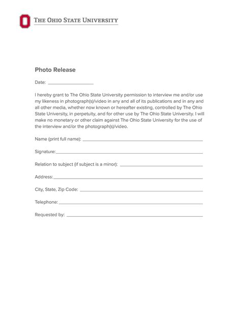 photo release form templates word  template lab