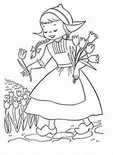 Coloring Pages Dutch Girl Netherlands Rembrandt Tulips Picking Getcolorings Printable Color sketch template