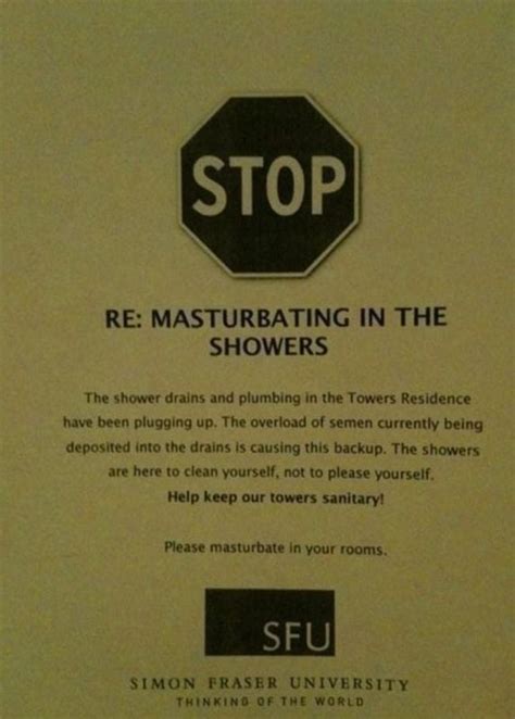 Sfu Stop Masturbating In The Showers 604 Now