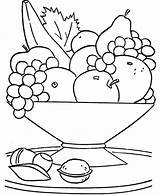 Coloring Fruits Pages Basket Food Drawing Bowl Healthy Para Fruit Kids Color Big Printable Frutas Tasty Colorir Foods Vegetables sketch template