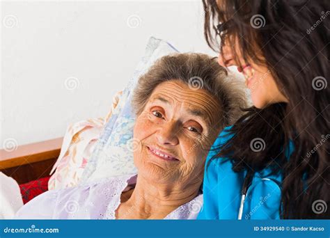 kind nurse  elderly stock photo image  kindness