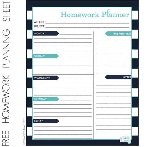 printable homework planner homework planner homework