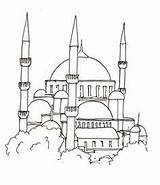 Masjid Istanbul Ankara Definisi Putih Hagia Sainte Turkey Sujud Landmark sketch template