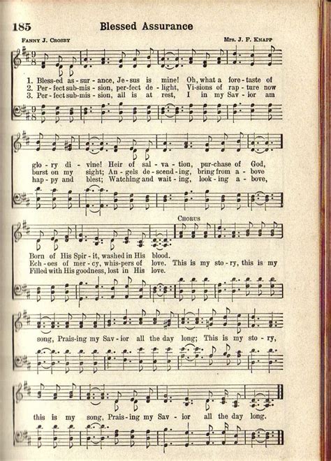 blessed assurance hymn  hymn sheet  praise songs