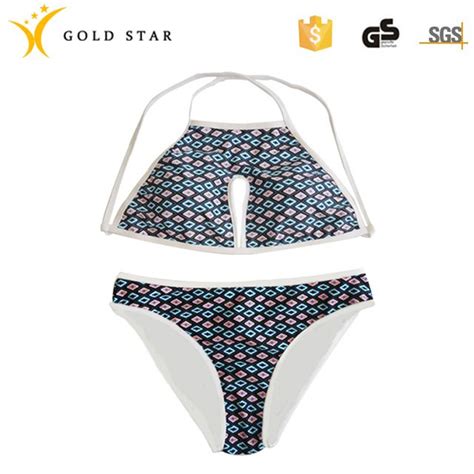 european american sexy women printed spandex swimming split bikini