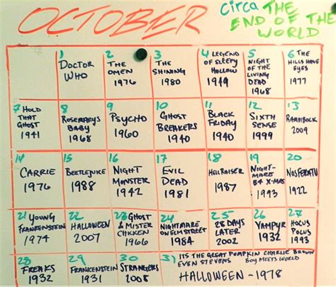 calendar  october   couple years  rhalloween