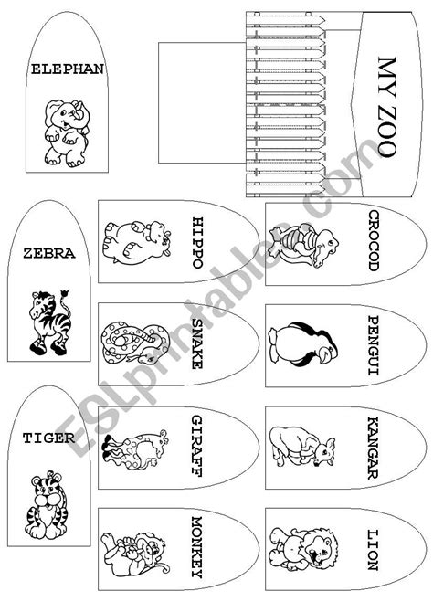 zoo animals craft esl worksheet  carmencasquet