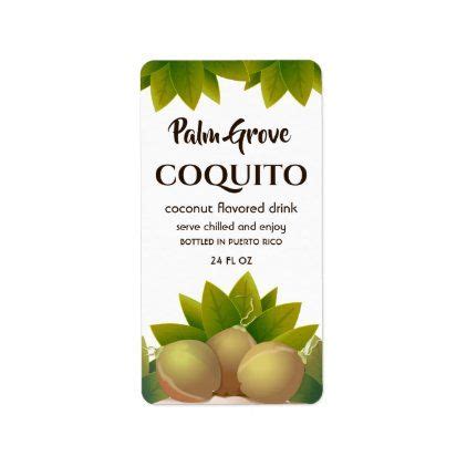 coquito coconut palm label homemade bottle labels fruit labels