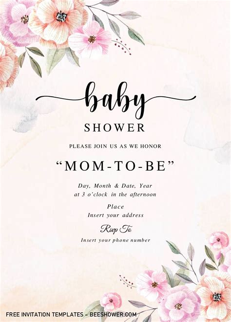 rustic floral baby shower invitation templates editable