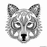 Coloring Pages Adults Wolf Adult Stress Anti Print Printable Detailed Vector Colouring Mask Color Ethnic Ornamental Zentangled Mascot Amulet Skull sketch template