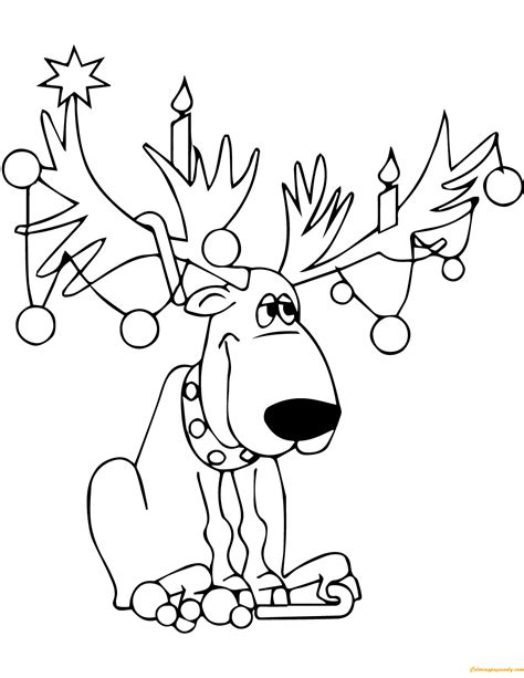 christmas reindeer lights coloring page  printable coloring pages