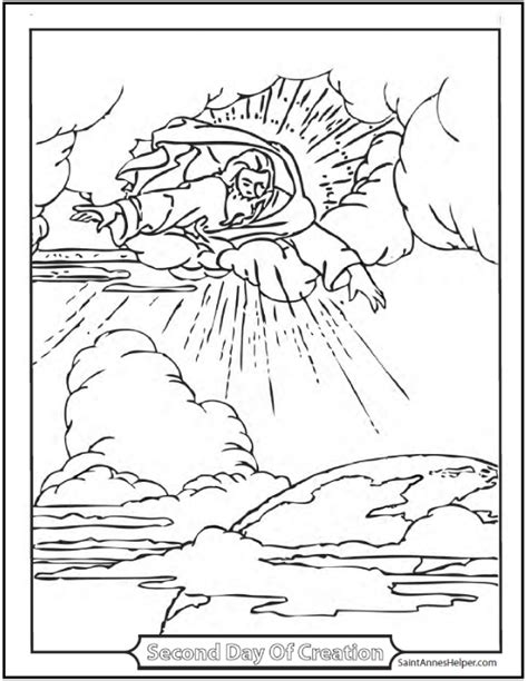 creation coloring page god   firmament bible story