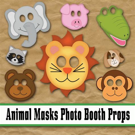 animal face masks photo booth props printable masks