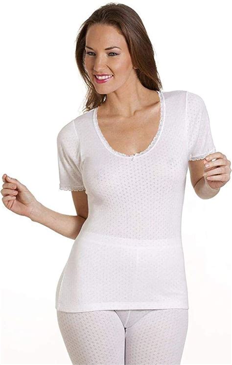 Ladies Thermal Underwear Short Sleeve Vest Women S T Shirt White Delux