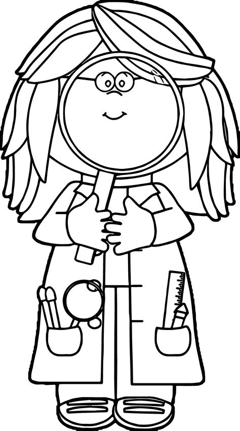 kid scientist   magnifying glass coloring page
