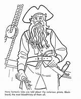 Coloring Pirates Printable Pirate Pages Caribbean Beard Sea Kids Sheets Activity Blackbeard Color Clipart Adults Ships Boats Famous Preschool Cartoon sketch template