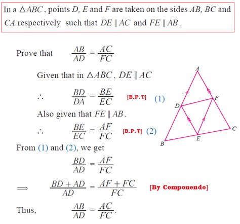 if d and e are respectively the points on the sides ab and ac of a my