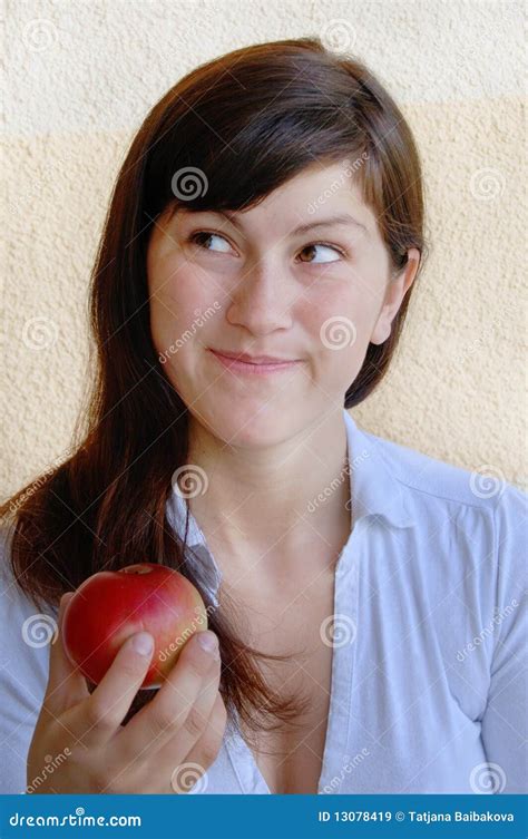 girl  apple stock image image  woman brown apple