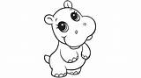 Hippo Coloring Pages Baby Cute Hippopotamus Printable Hippos Clipart Animals Animal Color Colour Kids Cliparts Sheets Clip Zoo Mother Template sketch template