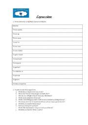 expressions esl worksheet  teachertaci