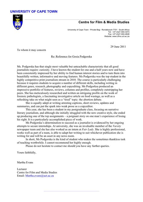 academic recommendation letter sample  masters invitation template