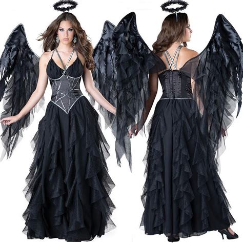 2018 New Dark Sexy Angel Costume Black Angel Halloween