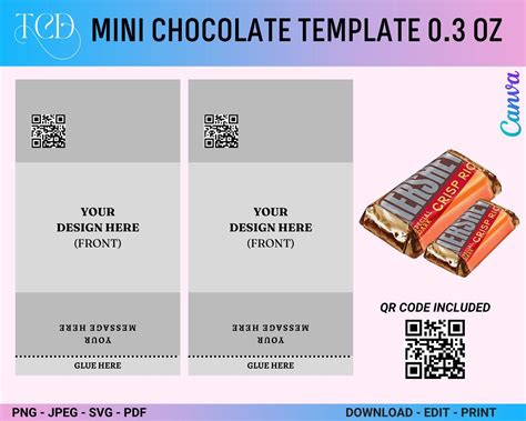hershey mini candy bar wrapper template mini candy wrapper etsy