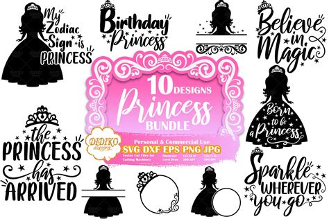 princess svg bundle  princess quote svg cut file didiko designs