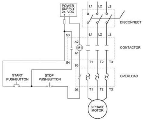 phase contactor  overload wiring diagram  electrical wiring