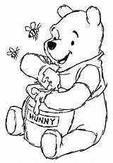 Pooh Winnie Coloring Disney Pages Characters Cute Kids Cartoon Drawings Animal Bear Honey sketch template