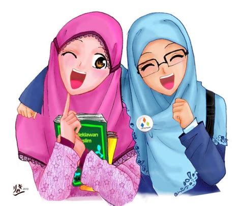 sejati wallpaper gambar kartun muslimah sahabat berdua  kartun