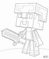 Coloring Steve Minecraft Pages Armor Diamond St7 Print sketch template