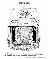 Jesus Coloring Pages Nativity Birth Baby Christmas School Sheets Print Born Bible sketch template