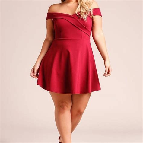 Hualong Sexy Short Red Plus Size Off The Shoulder Dress