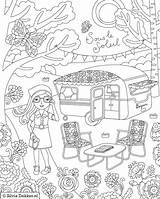 Coloring Pages Camping Printable Hiking Adult Girl Caravan Sheets Silvia Dekker Book Colouring Flow Print Color Magazine Kids Tent Theme sketch template