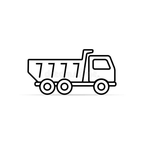 dump truck tipper outline icon vector simple illustration  white