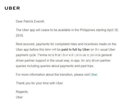 official uber ph closes app